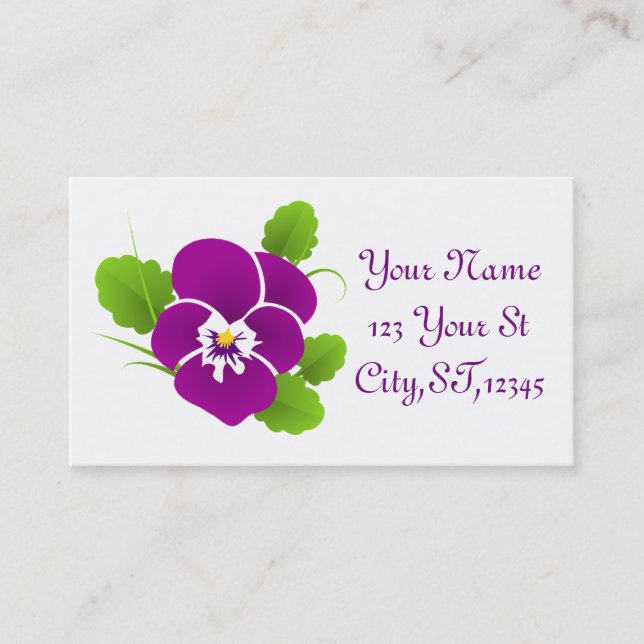Carte De Visite Purple Pansy Flower Thunder_Cove (Devant)