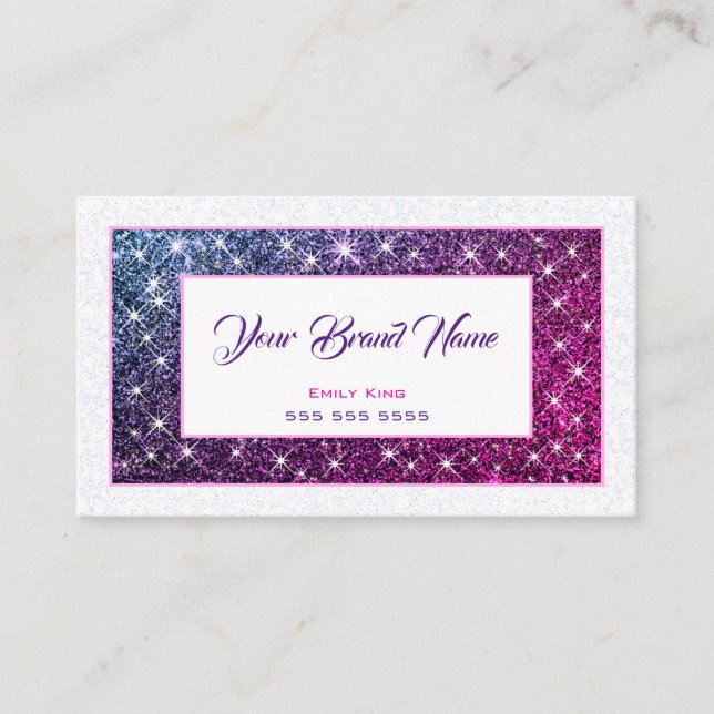 Carte De Visite Purple Parties scintillant Stars Beauty Event Plan (Devant)
