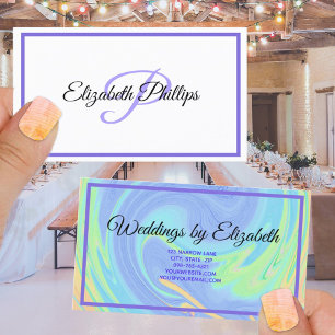 Carte De Visite Purple Pastel Paint Swirl Avec Lettre Monogramme