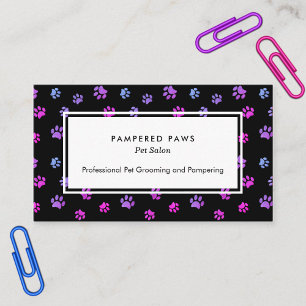Carte De Visite Purple Pink Blue Empreintes de pattes Professionne