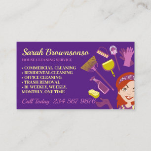 Carte De Visite Purple Rose Chaises Femme Janitorial Maison Nettoy