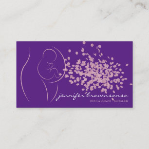 Carte De Visite Purple Rose élégant Doula Entraîneur de naissance