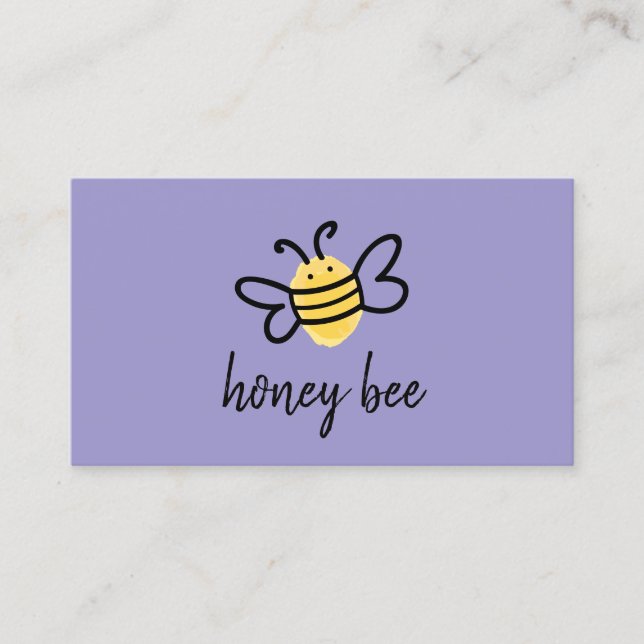 Carte De Visite Purple Simple Honey Bee (Devant)