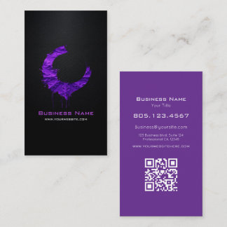 Carte De Visite Purple Textured Swirl • Custom Editable Black