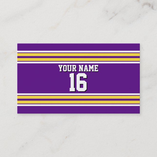 Carte De Visite Purple with Yellow White Stripes Team (Devant)