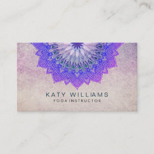Carte De Visite Purple Yoga Instructor Lotus Flower Massage
