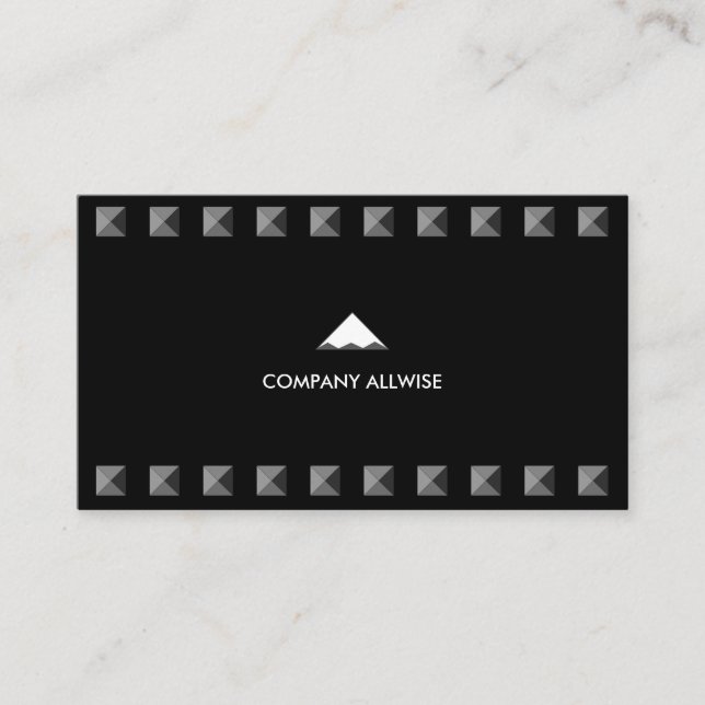 Carte De Visite Pyramides Gris Argent Moderne sur Fond Noir (Devant)