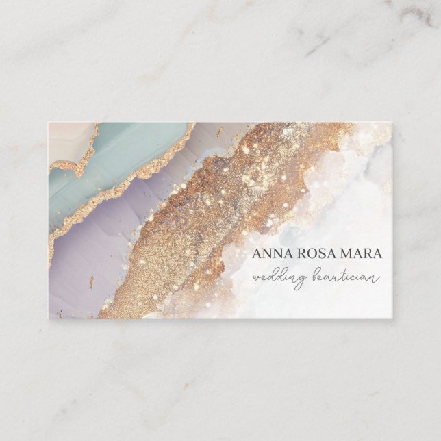 Carte De Visite *~* QR Agate Lavender Mauve Gold Parties scintilla (Devant)
