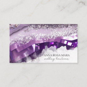 Carte De Visite *~* QR Agate Lavender Purple Gold Parties scintill