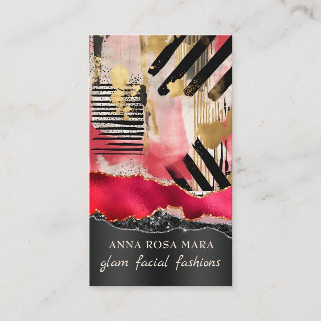 Carte De Visite *~* QR AP5 Glam Punk Luxe 2 Mode Gras Beauté  (Devant)