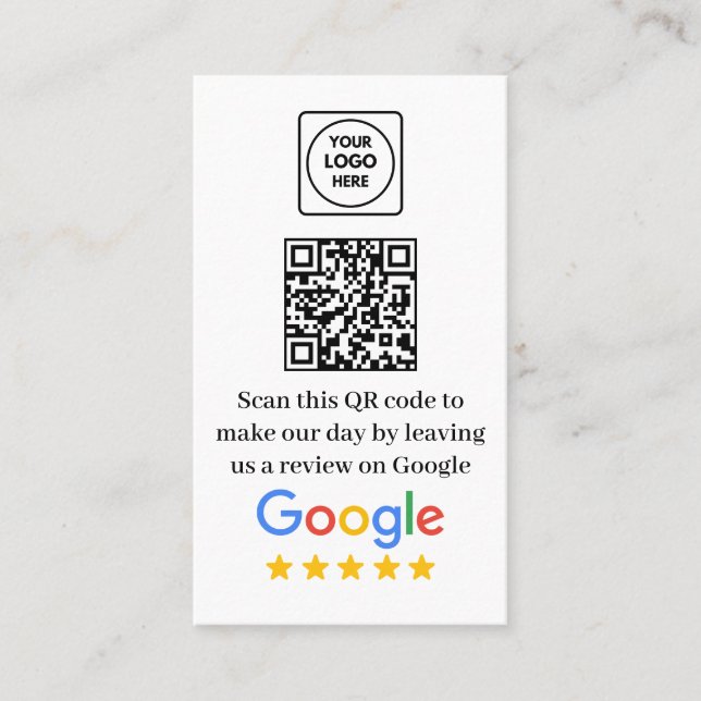 Carte de visite QR avec lien de révision Google (Devant)