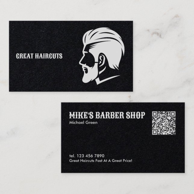Carte De Visite QR Barber Premium (Devant / Derrière)