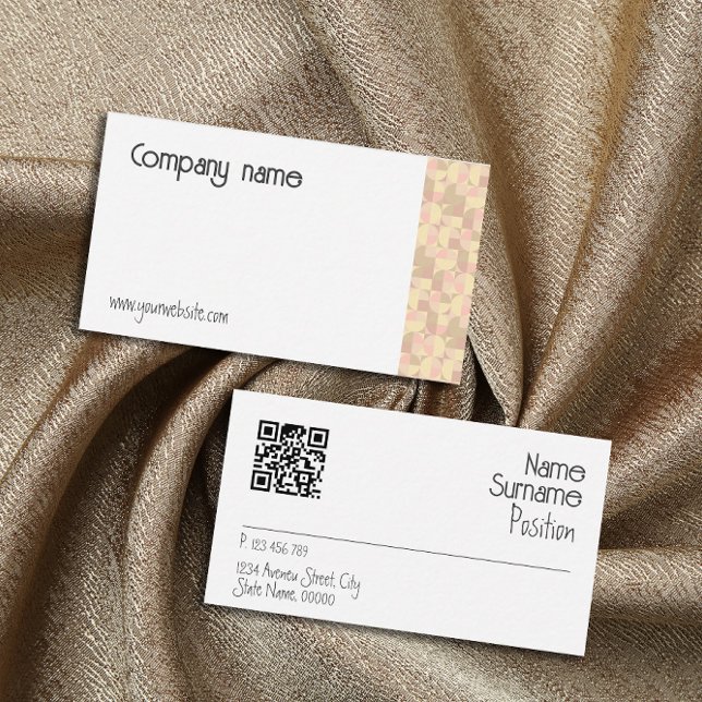 Carte de visite QR beige pastel géométrique (Créateur téléchargé)
