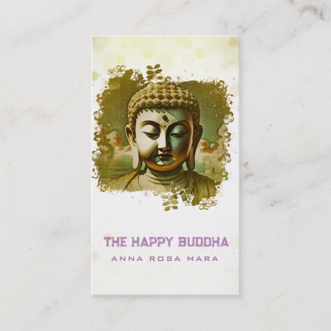 Carte De Visite *~* QR Bouddha en cuivre Artsy AP33 QR Logo (Devant)