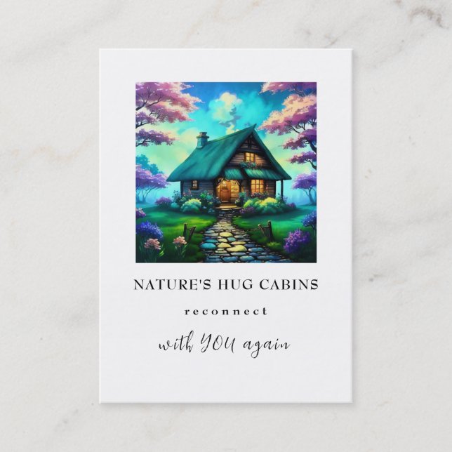 Carte De Visite *~* QR Cabine Summer Stream Rustic Cottage AP49 (Devant)