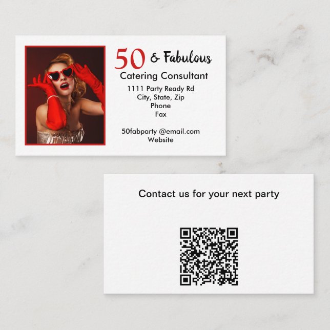 Carte De Visite QR Code 50 et Fabulous Catering Consultant (Devant / Derrière)