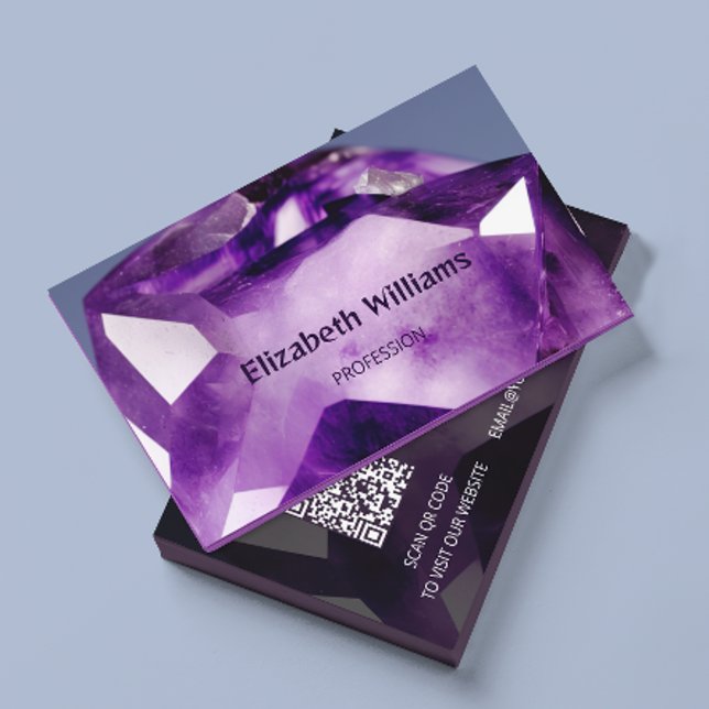 Carte De Visite QR Code Amethyst Gem Stone (Créateur téléchargé)