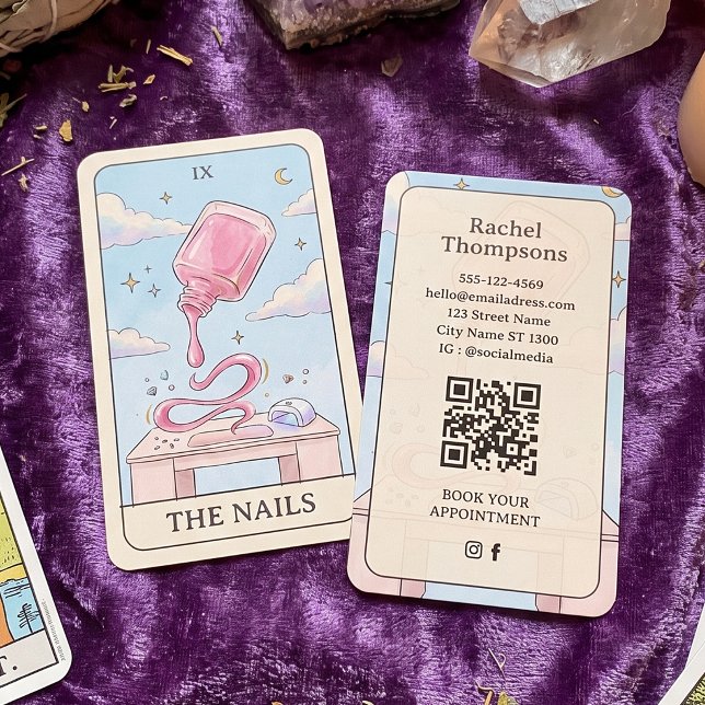 Carte de visite QR Code Artiste Ongles Tarot Paste (Créateur téléchargé)