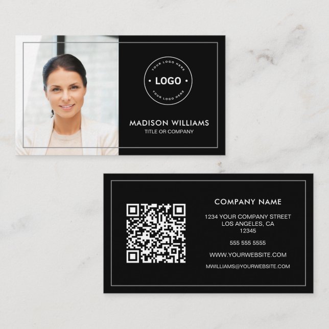 Carte de visite QR Code avec photo personnalisée (Devant / Derrière)