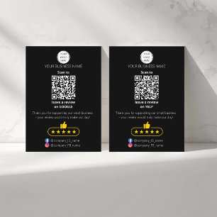 Carte De Visite QR code avis petite entreprise GOOGLE et YELP