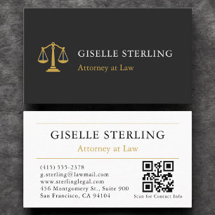 Carte De Visite QR Code avocat professionnel Cabinet Black Gold