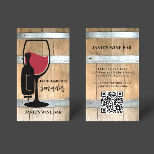 Carte de visite QR Code Bar à vin rustique Vignobl