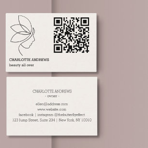 Carte De Visite QR code, beauté, logo, ligne art noir