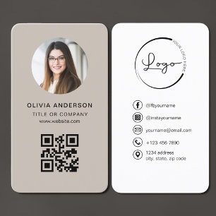 Carte de visite QR Code Beige