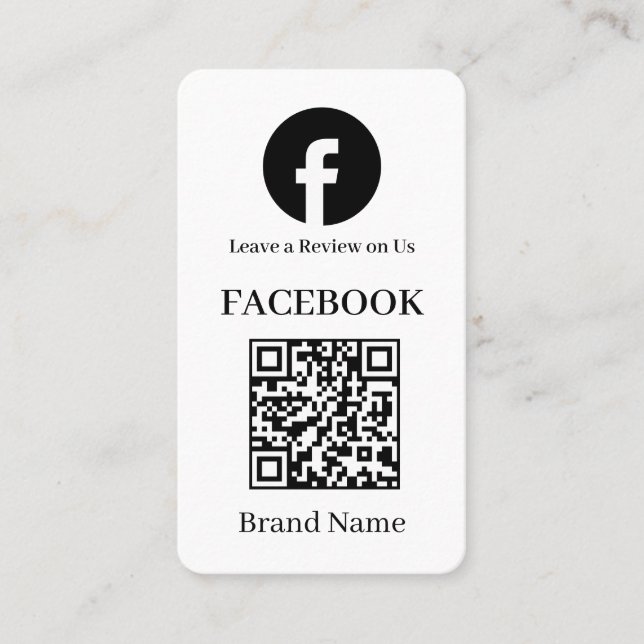 Carte De Visite QR code blanc | Avis Facebook Lien personnalisé mi (Devant)