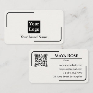 Carte de visite QR Code blanc moderne avec logo pe