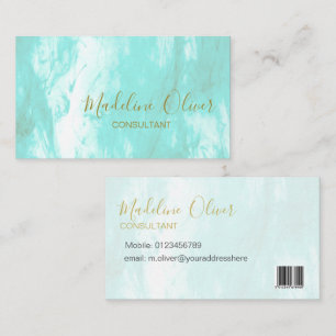 Carte De Visite QR Code Blue Aqua Moderne Aquarelle