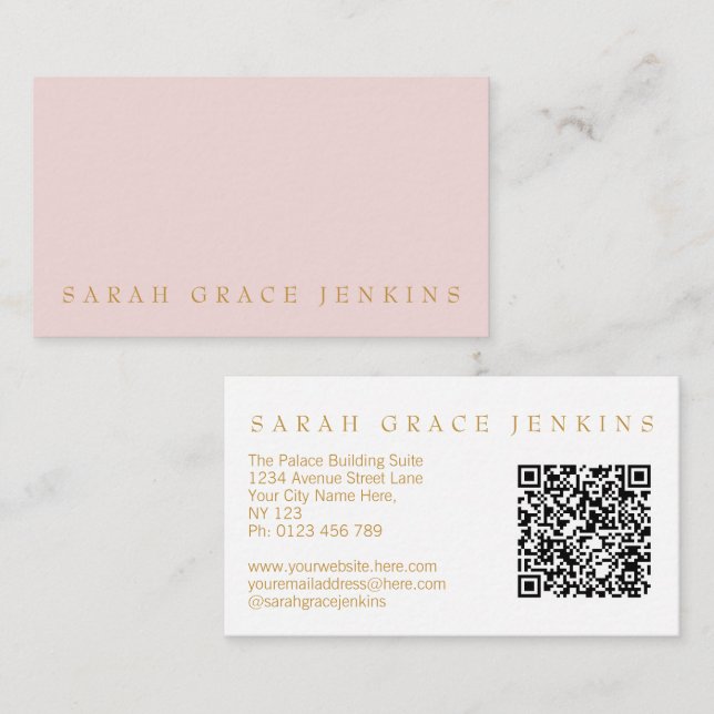 Carte De Visite QR Code Blush Gold (Devant / Derrière)