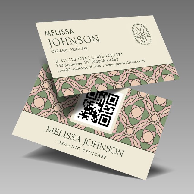 Carte de visite QR Code botanique organique modern (Créateur téléchargé)