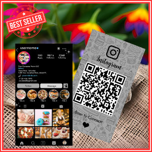 Carte de visite QR Code Boulangerie Instagram Chef