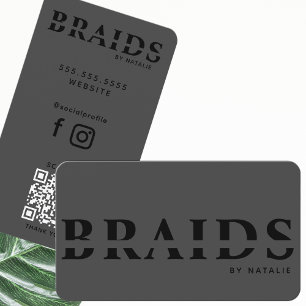 Carte De Visite QR Code Braids Beauté Salon Braiding Coiffeuse