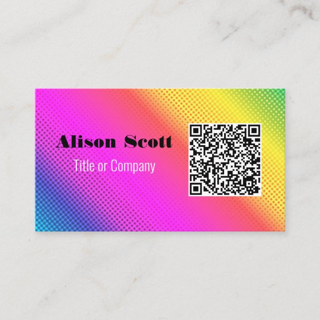 Carte De Visite QR Code Bright Neon Médias sociaux modernes (Devant)