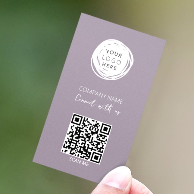 Carte De Visite QR Code Business Logo Lilac Moderne (Créateur téléchargé)