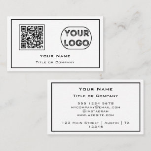Carte De Visite QR Code Business Logo Minimaliste White Business C
