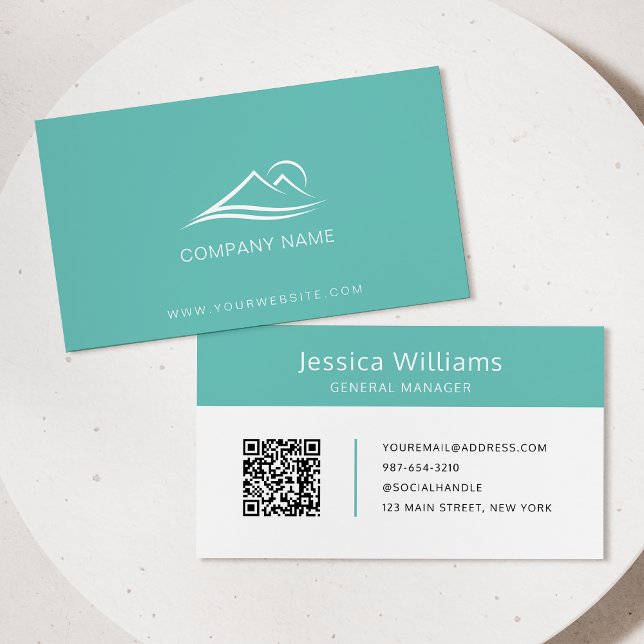 Carte De Visite QR Code Business Logo Moderne Professionnel Turquo (Créateur téléchargé)