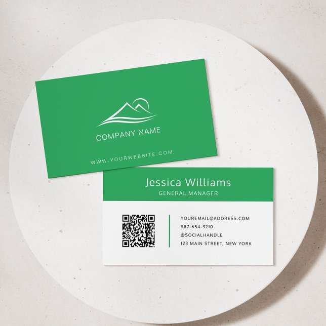 Carte De Visite QR Code Business Logo Moderne Professionnel Vert (Créateur téléchargé)