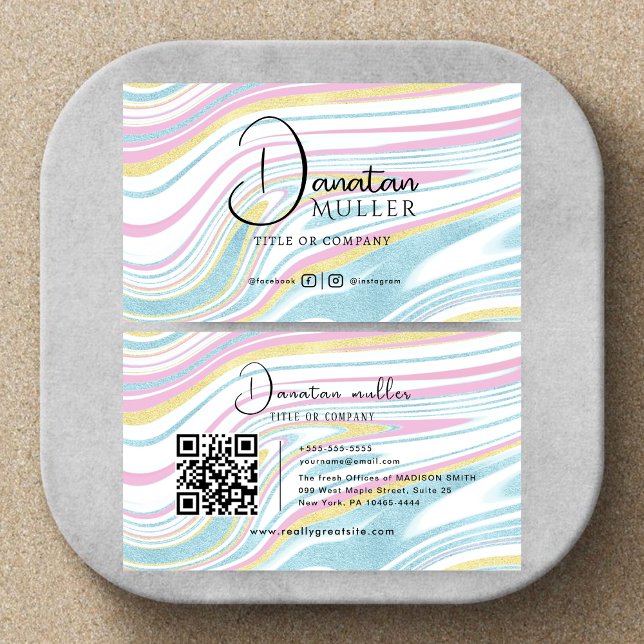 Carte De Visite QR Code Business Logo opal pierre (Créateur téléchargé)