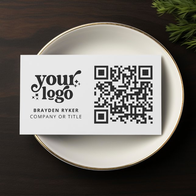 Carte De Visite QR Code Business Logo Professionnel Moderne Blanc (Créateur téléchargé)