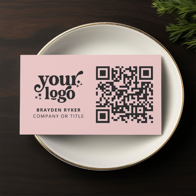 Carte De Visite QR Code Business Logo Professionnel Moderne Rose (Créateur téléchargé)
