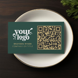 Carte De Visite QR Code Business Logo Professionnel Moderne Vert