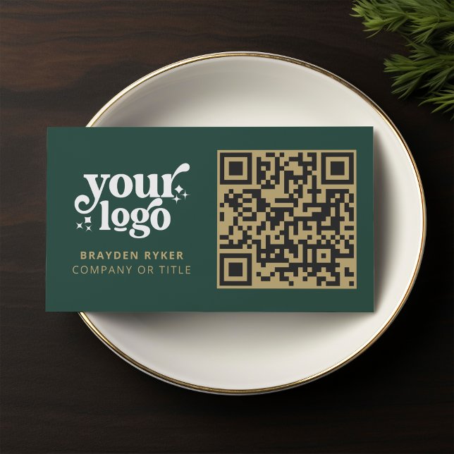 Carte De Visite QR Code Business Logo Professionnel Moderne Vert (Créateur téléchargé)