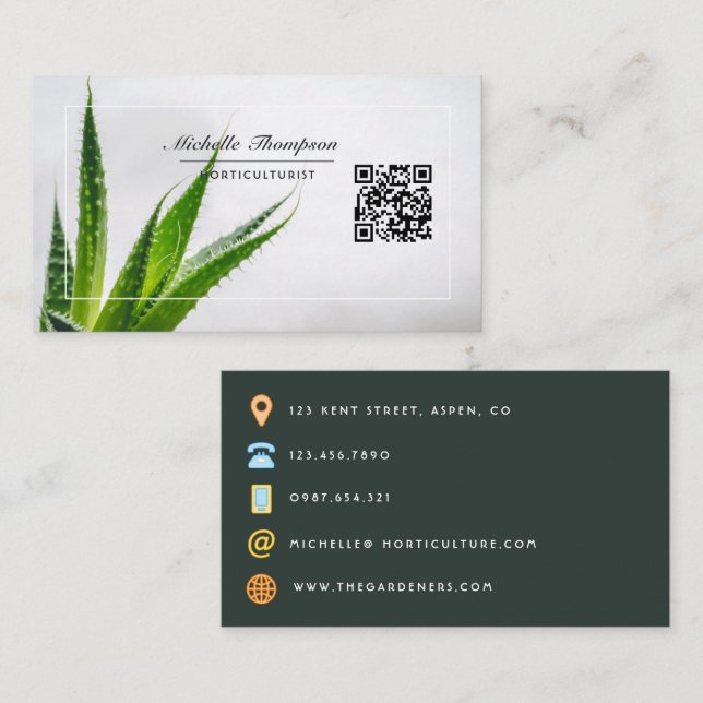 Carte de visite QR Code Cactus succulents du déser (Devant / Derrière)