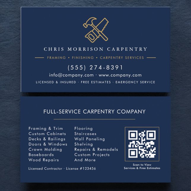 Carte de visite QR Code Charpenterie Amélioration  (Créateur téléchargé)