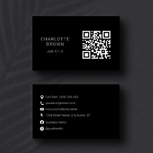Carte De Visite QR Code classique noir professionnel personnalisé