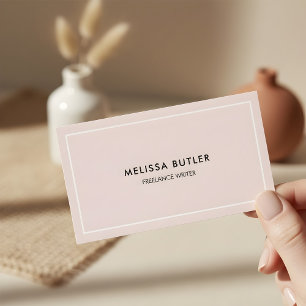 Carte De Visite QR Code Classy Minimal Blush Rose
