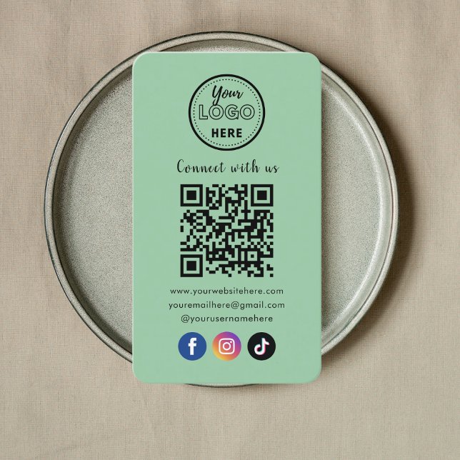 Carte De Visite QR Code Connectez-Vous Aux Médias Sociaux Américai (Créateur téléchargé)